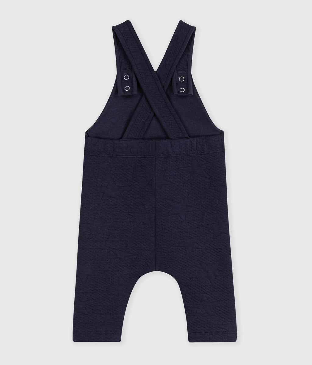 salopette bebe en coton epais a motifs etoiles bleu marine