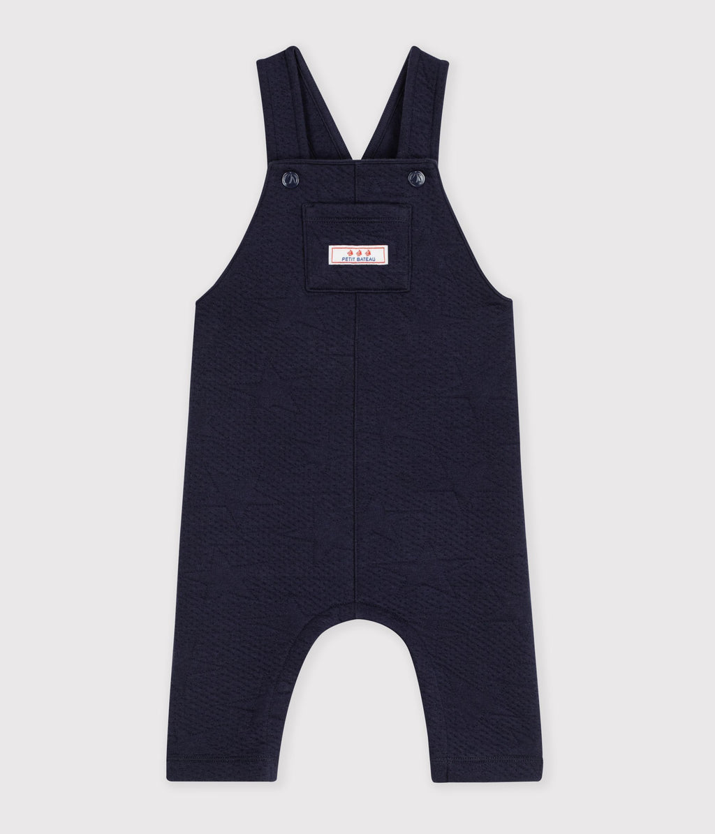 salopette bebe en coton epais a motifs etoiles bleu marine
