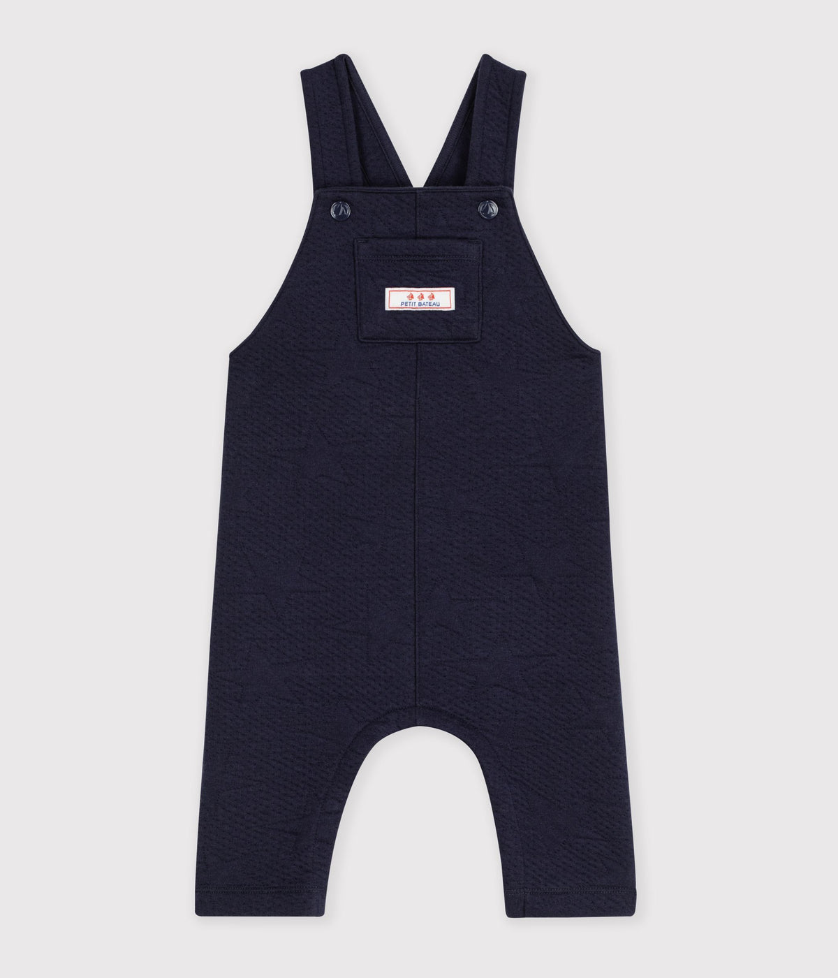 salopette bebe en coton epais a motifs etoiles bleu marine