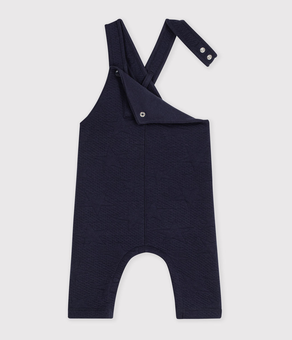 salopette bebe en coton epais a motifs etoiles bleu marine