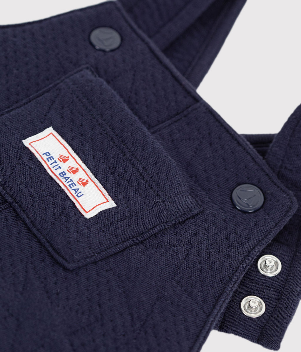 salopette bebe en coton epais a motifs etoiles bleu marine