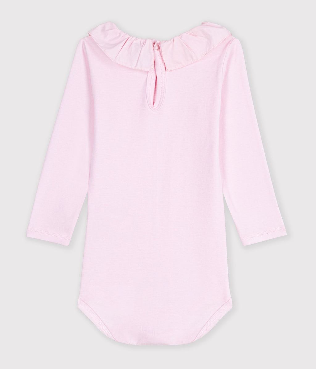 body bebe en coton uni a col rose