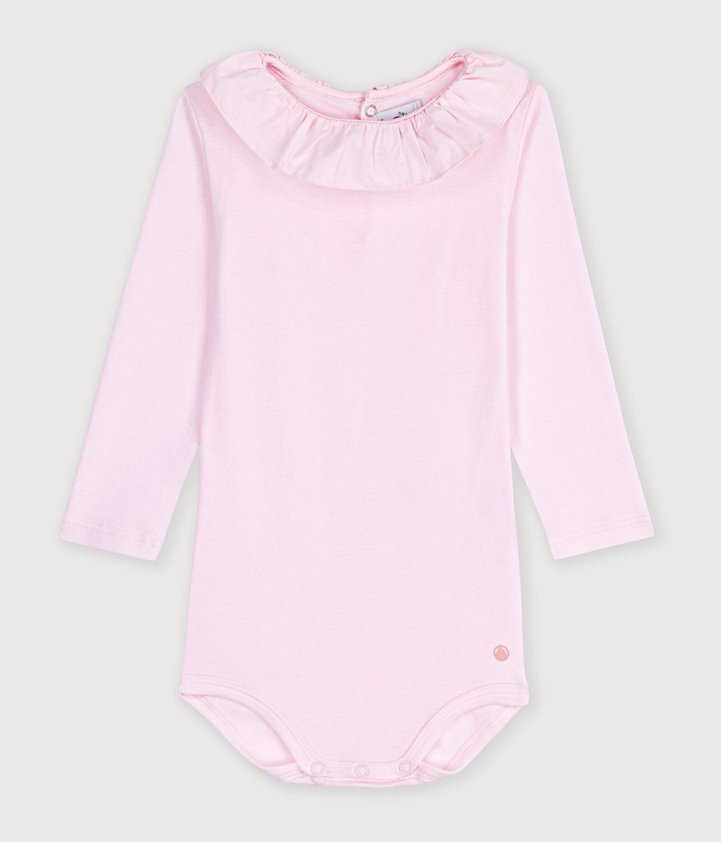 body bebe en coton uni a col rose