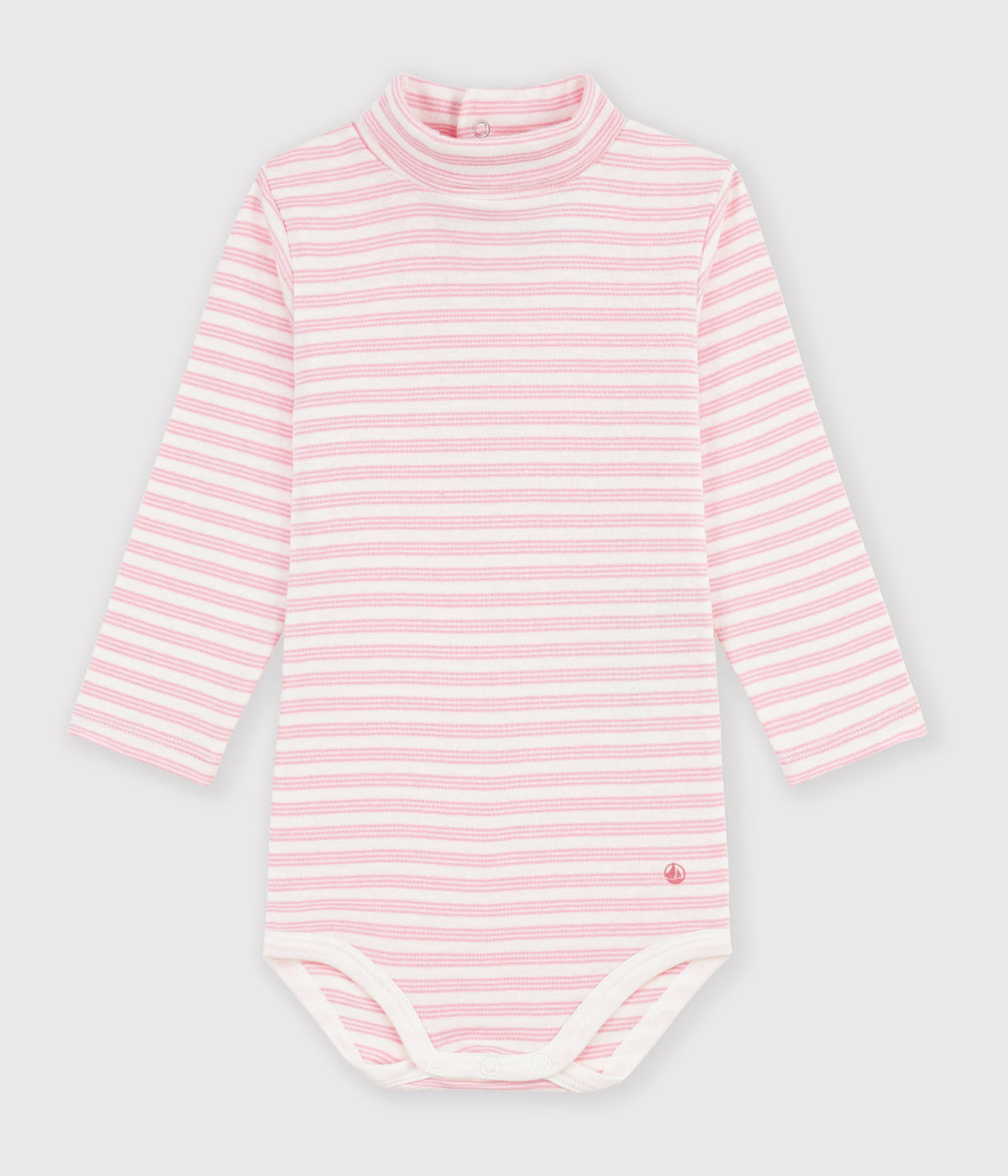 body bebe col roule en coton a rayures