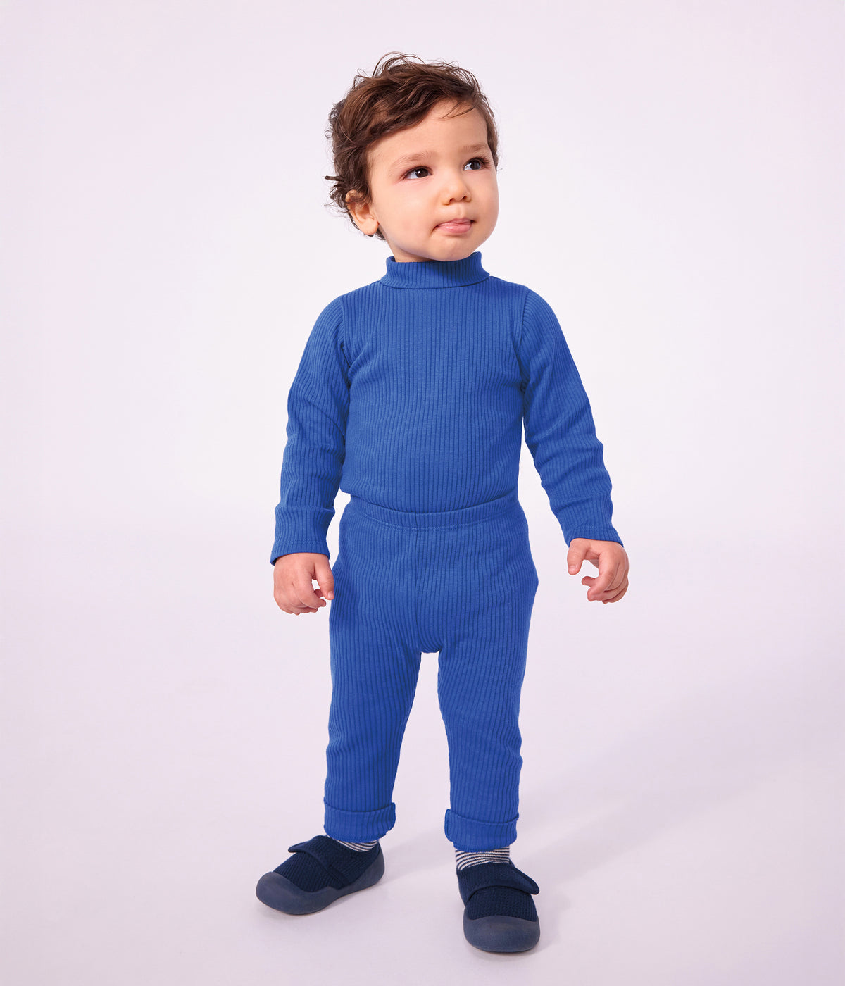 body bebe col roule en coton uni