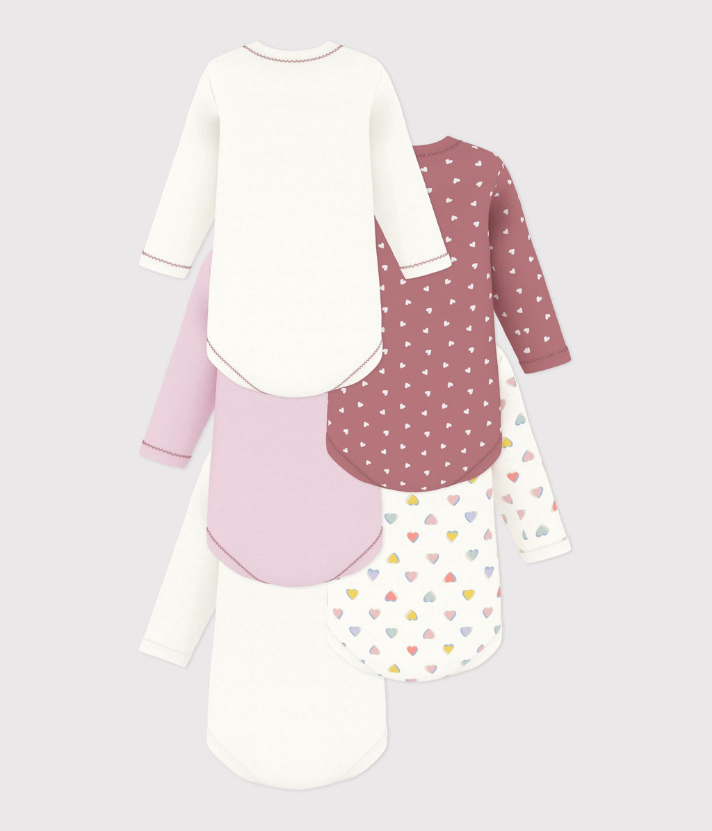 lot de bodies manches longues en coton imprime coeurs bebe