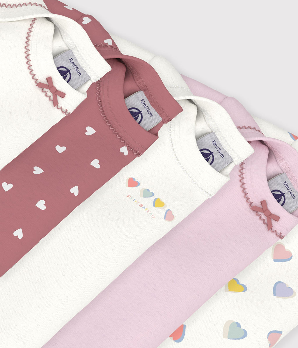 lot de bodies manches longues en coton imprime coeurs bebe
