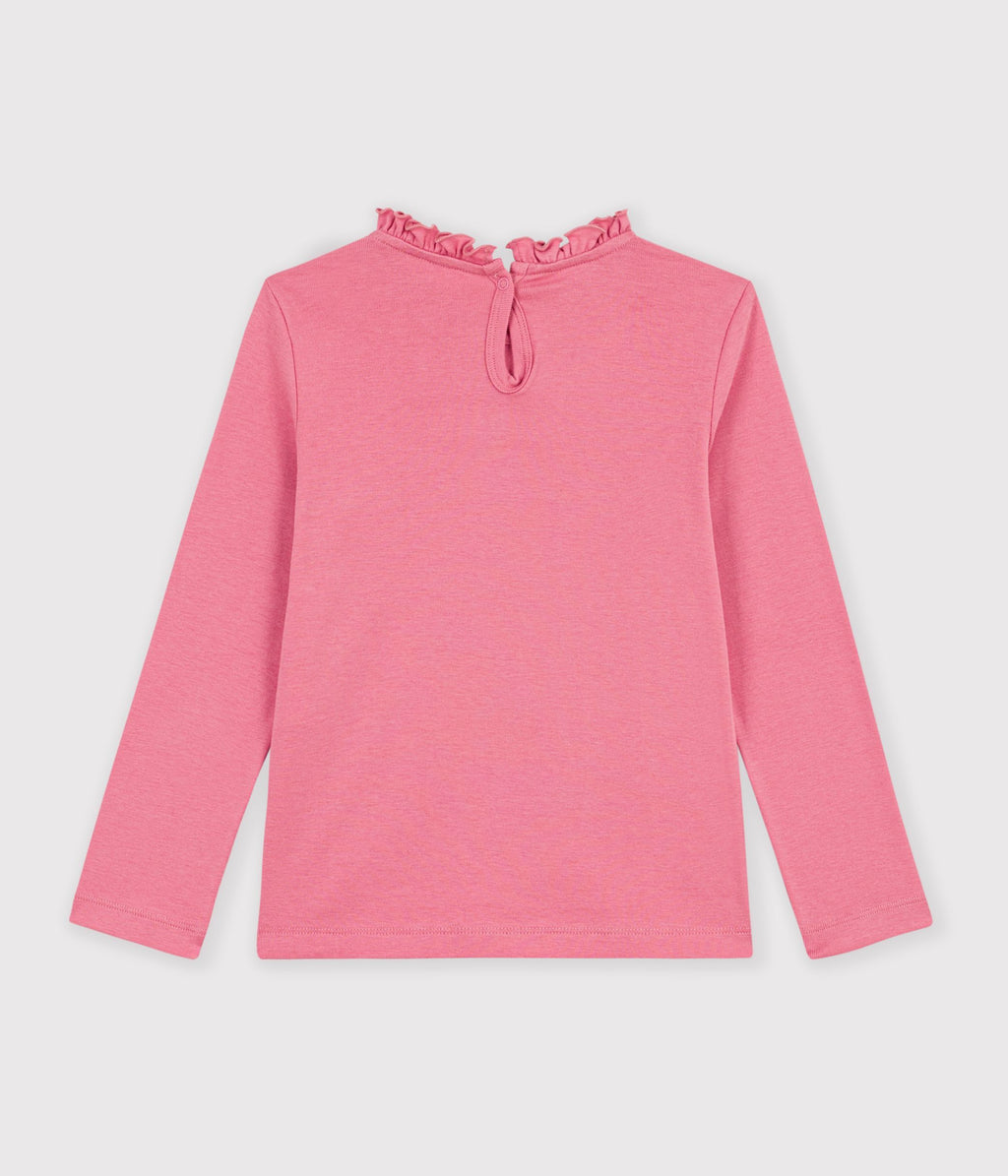 tee shirt a col enfant manches longues uni rose