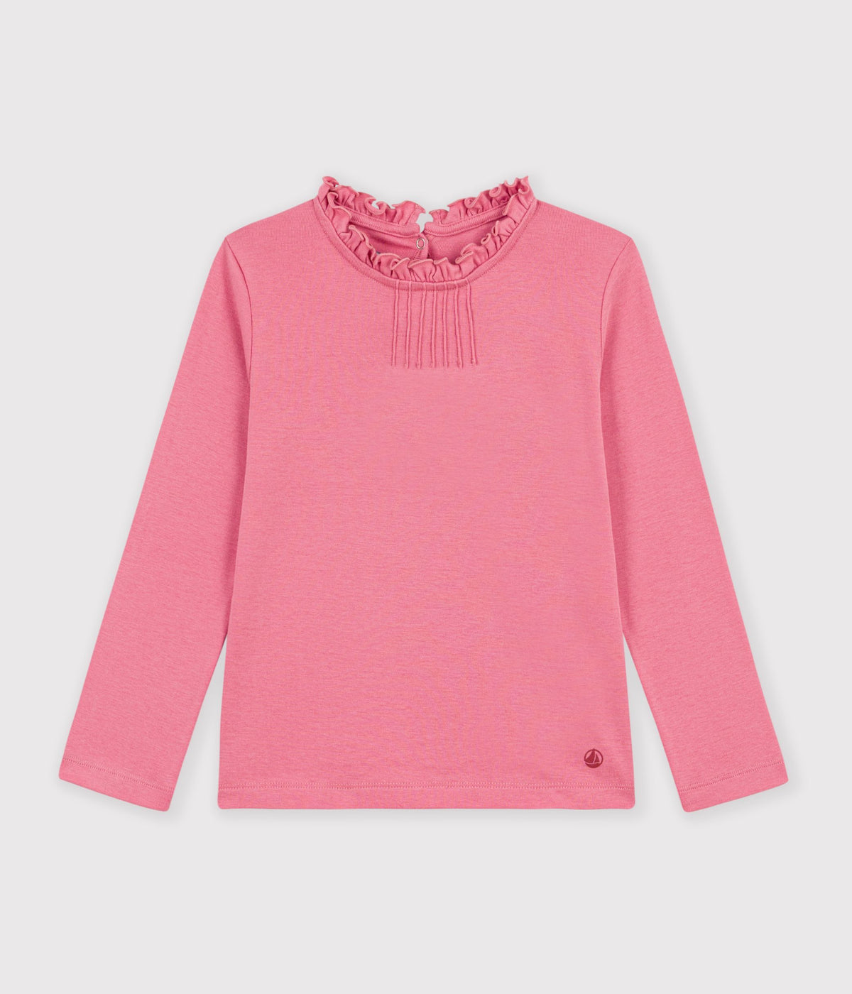 tee shirt a col enfant manches longues uni rose