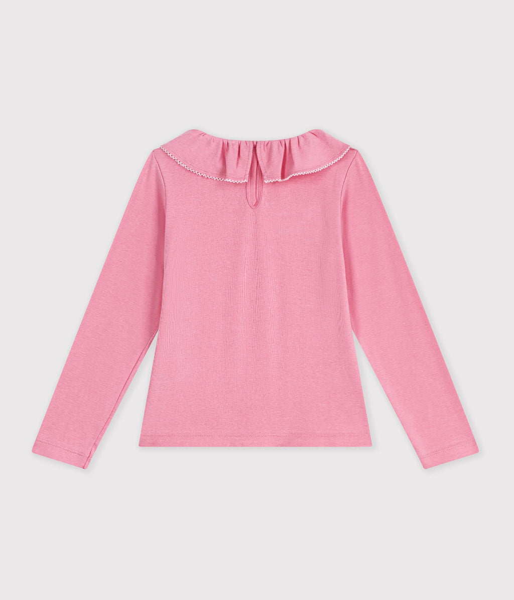 Tee-shirt à col enfant manches longues uni Petit Bateau, vue 2