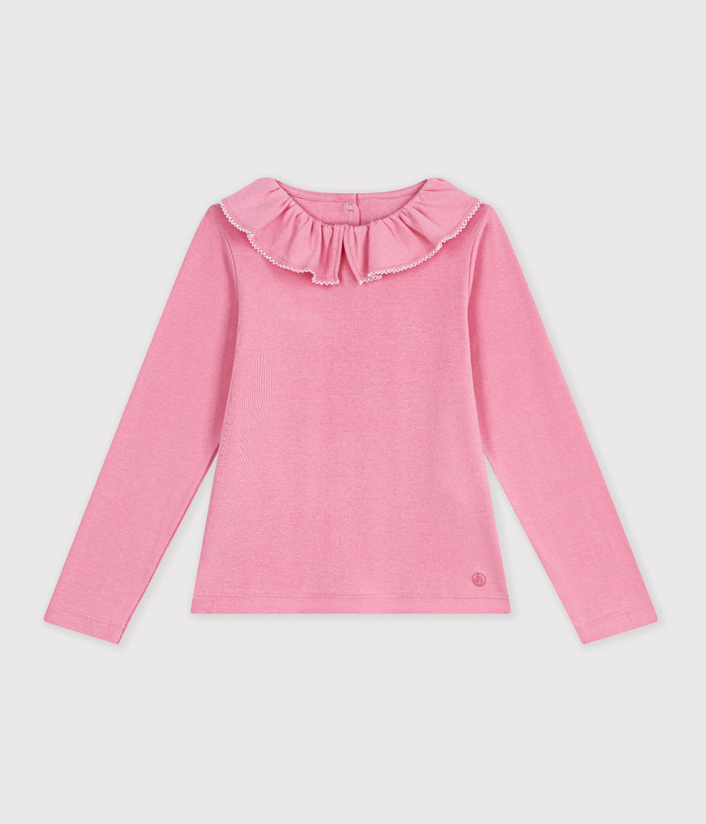 Tee-shirt à col enfant manches longues uni Petit Bateau