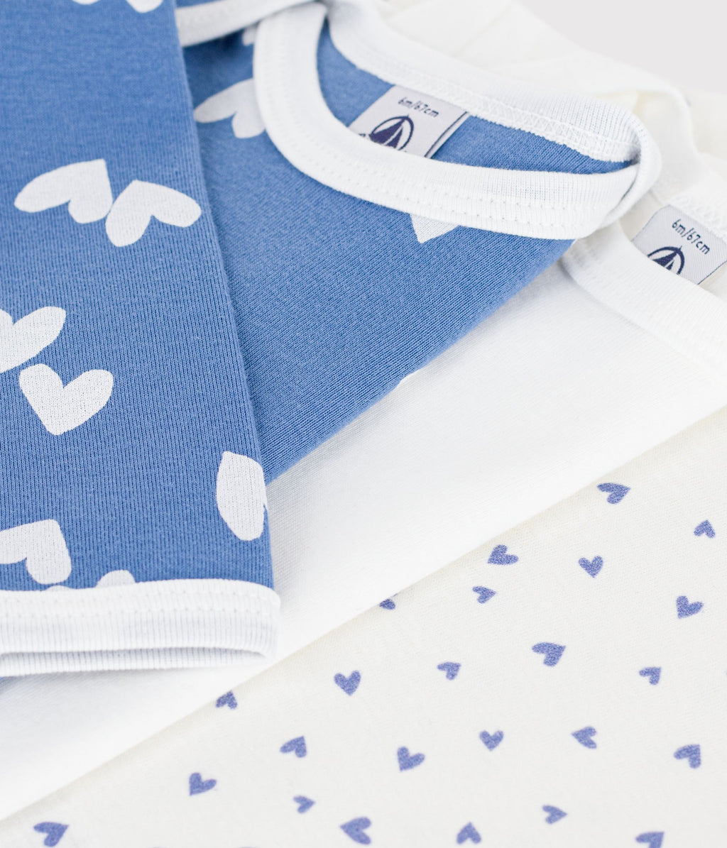 lot de bodies manches longues en coton imprime coeurs bebe multicouleur