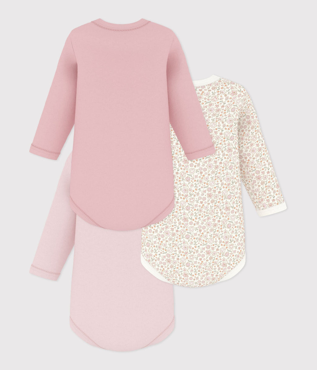 Lot de bodies manches longues en coton imprimé à fleurs bébé