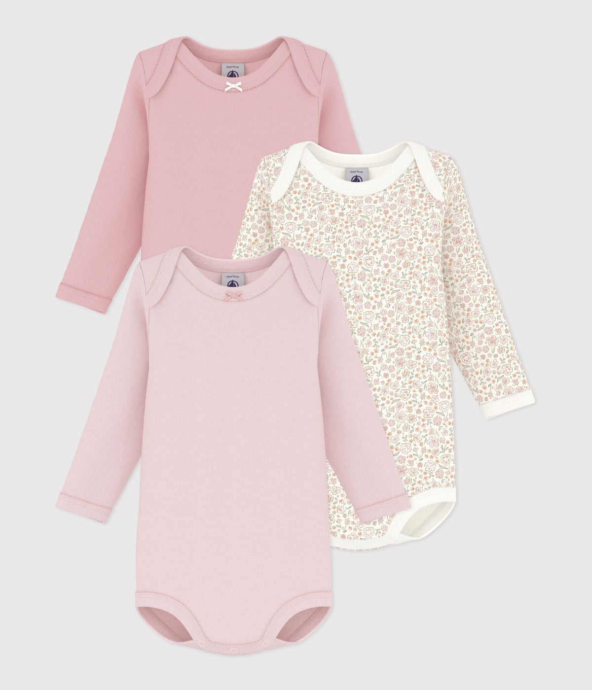 Lot de bodies manches longues en coton imprimé à fleurs bébé