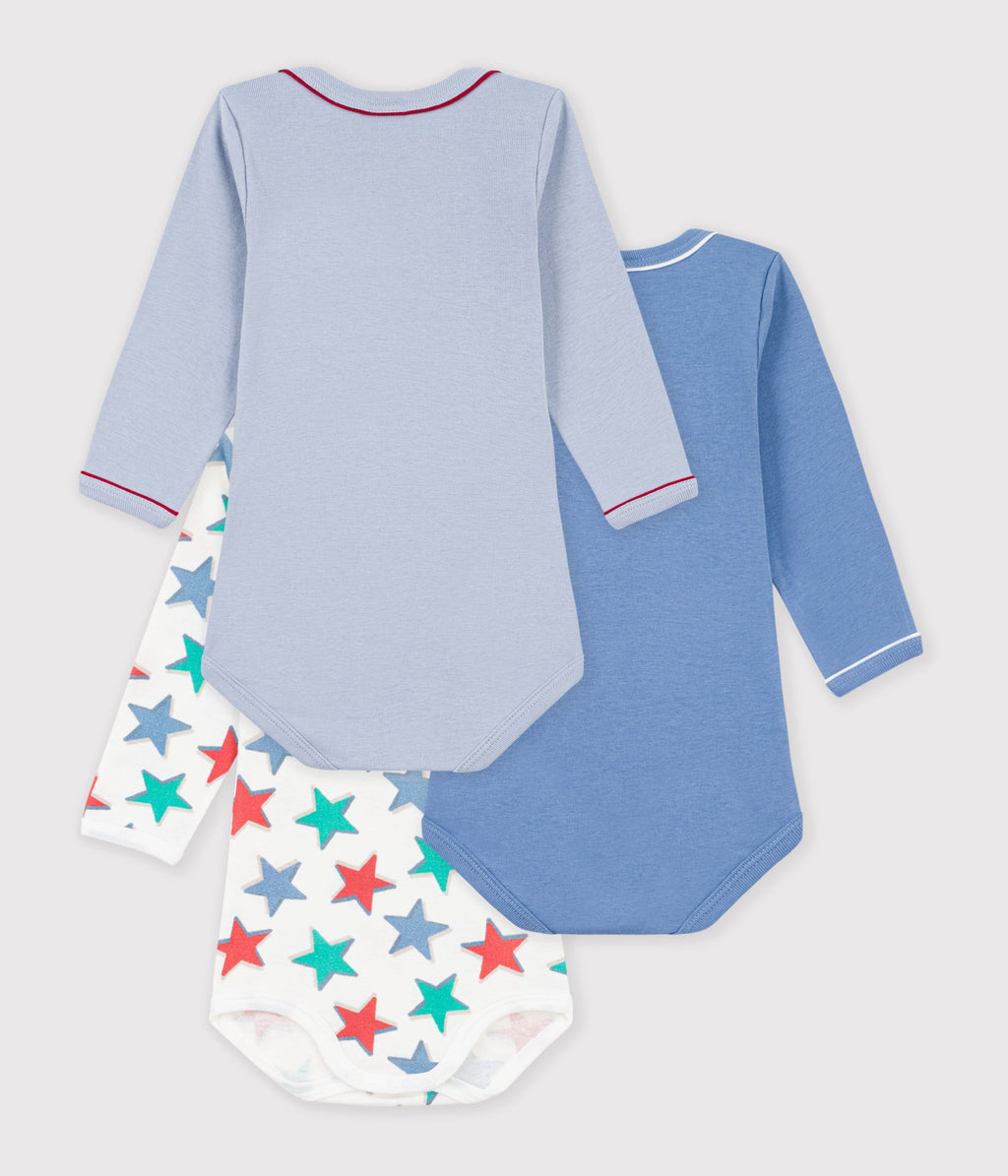 lot de bodies manches longues en coton imprime etoiles bebe