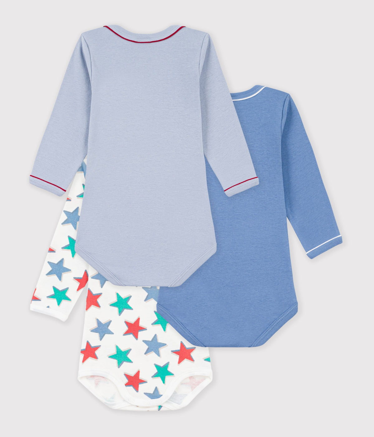 lot de bodies manches longues en coton imprime etoiles bebe