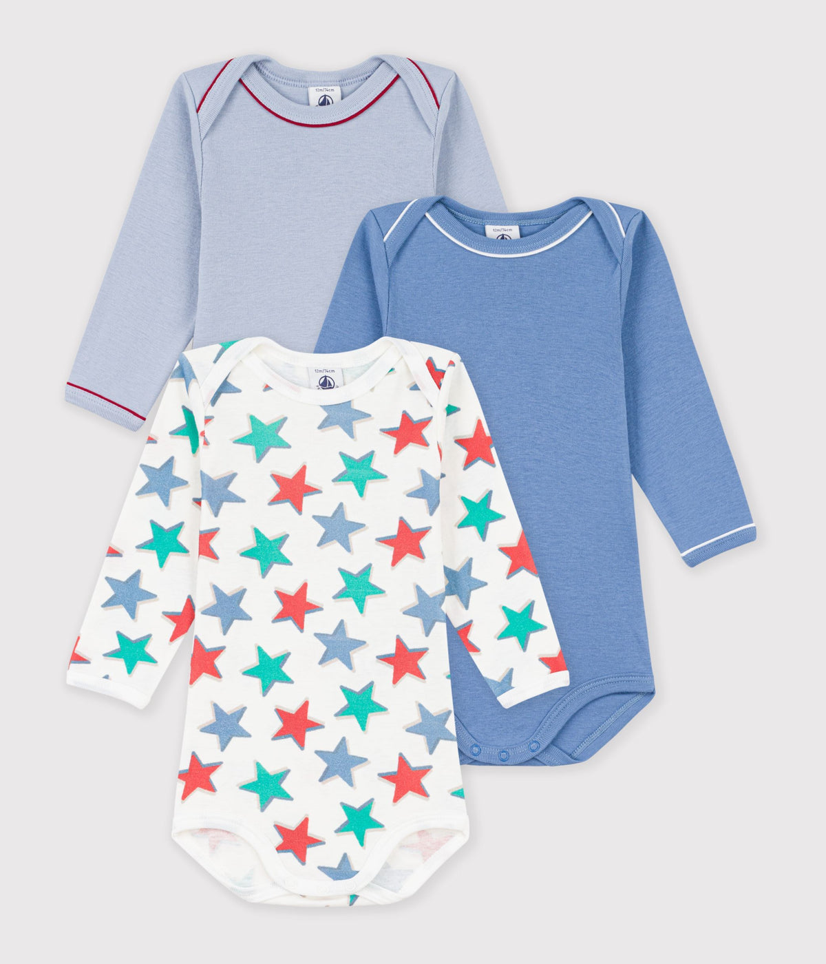 lot de bodies manches longues en coton imprime etoiles bebe
