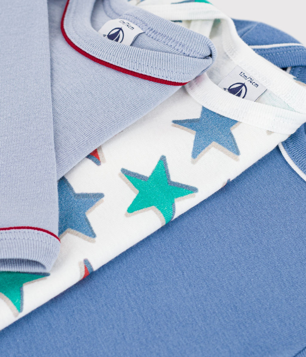 lot de bodies manches longues en coton imprime etoiles bebe