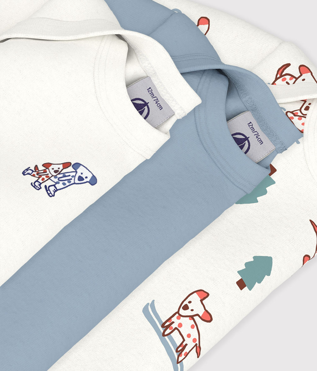 lot de bodies manches longues en coton imprime chiens bebe