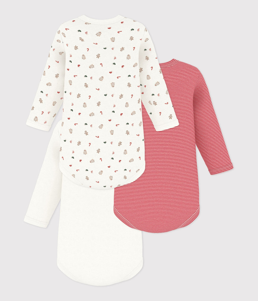lot de bodies manches longues en coton imprime noel bebe