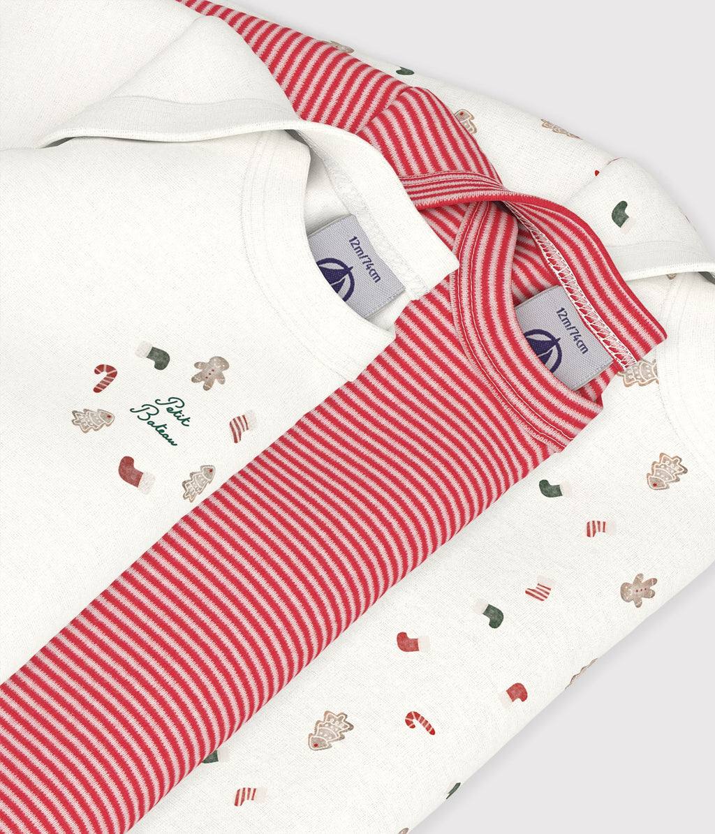 lot de bodies manches longues en coton imprime noel bebe