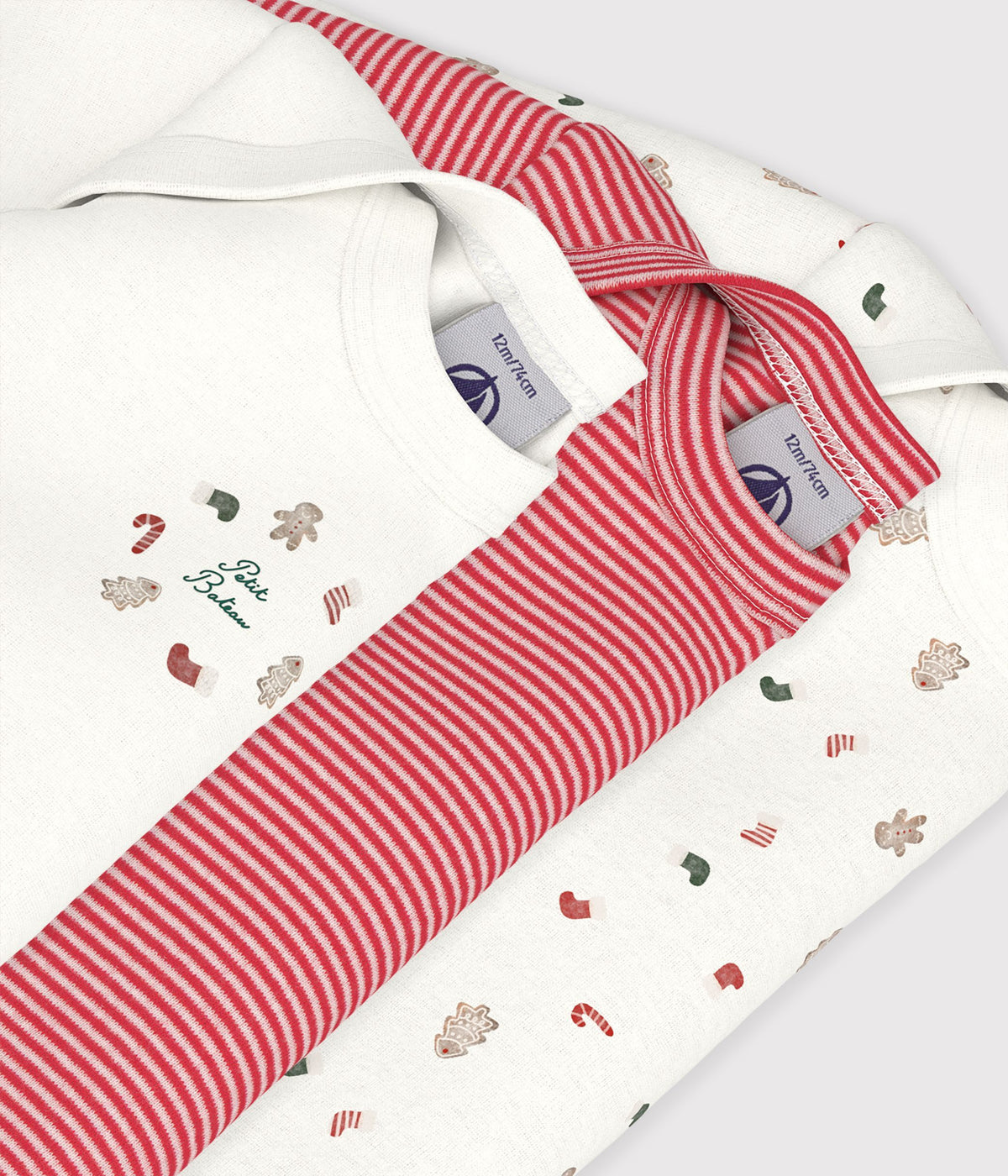 lot de bodies manches longues en coton imprime noel bebe