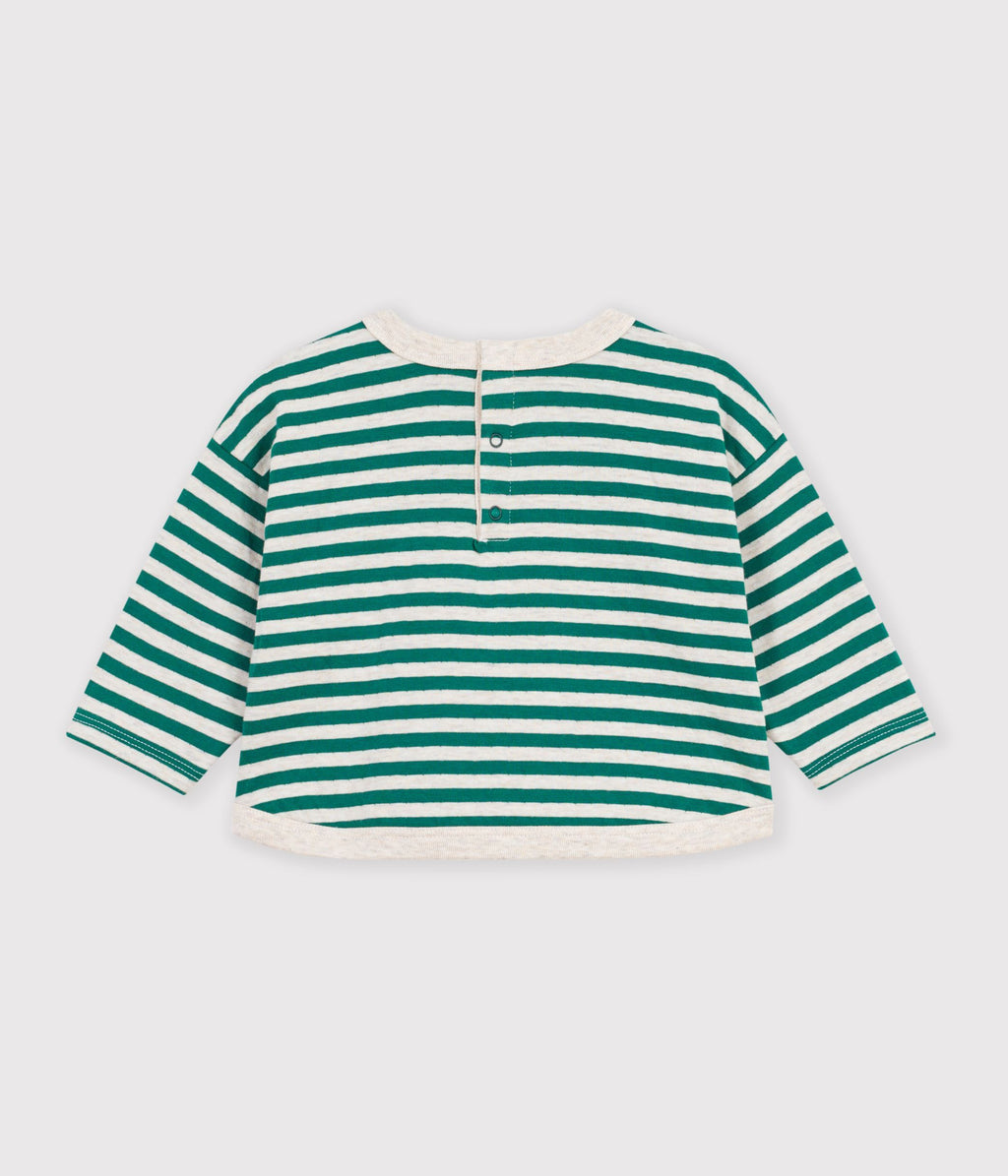 tee shirt bebe en coton manches longues a rayures vert
