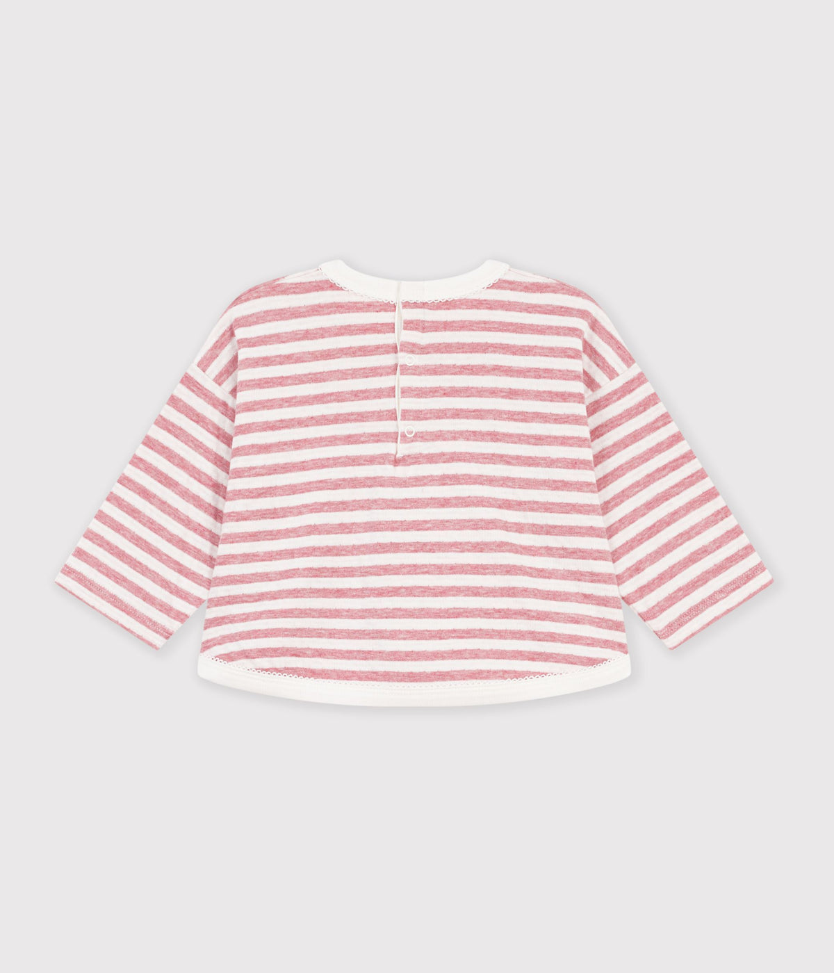 tee shirt bebe en coton manches longues a rayures rose