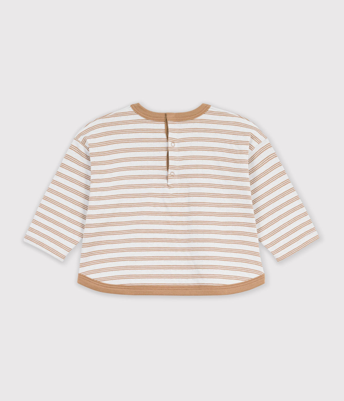 tee shirt bebe en coton manches longues a rayures beige