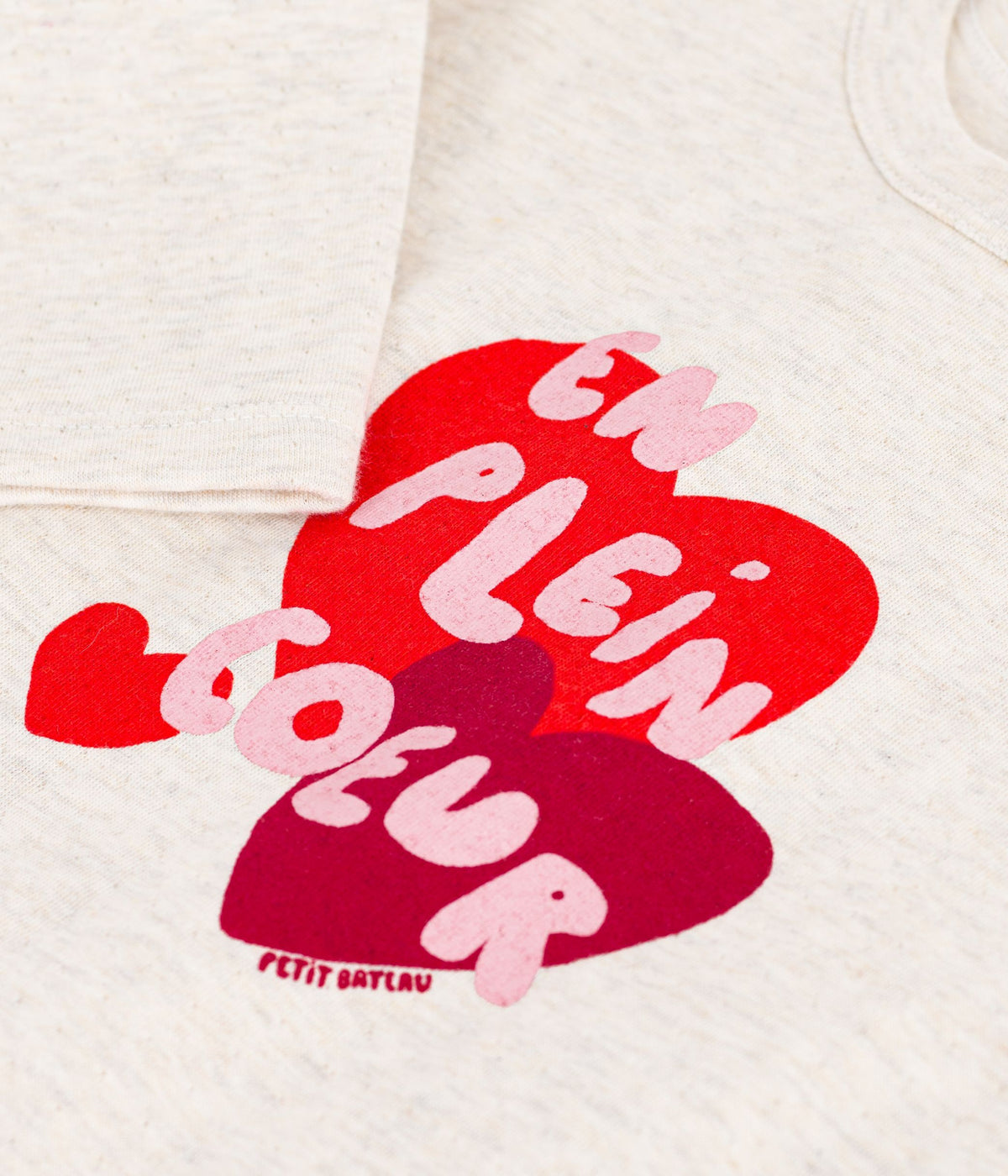 tee shirt bebe en coton manches longues uni a motif beige