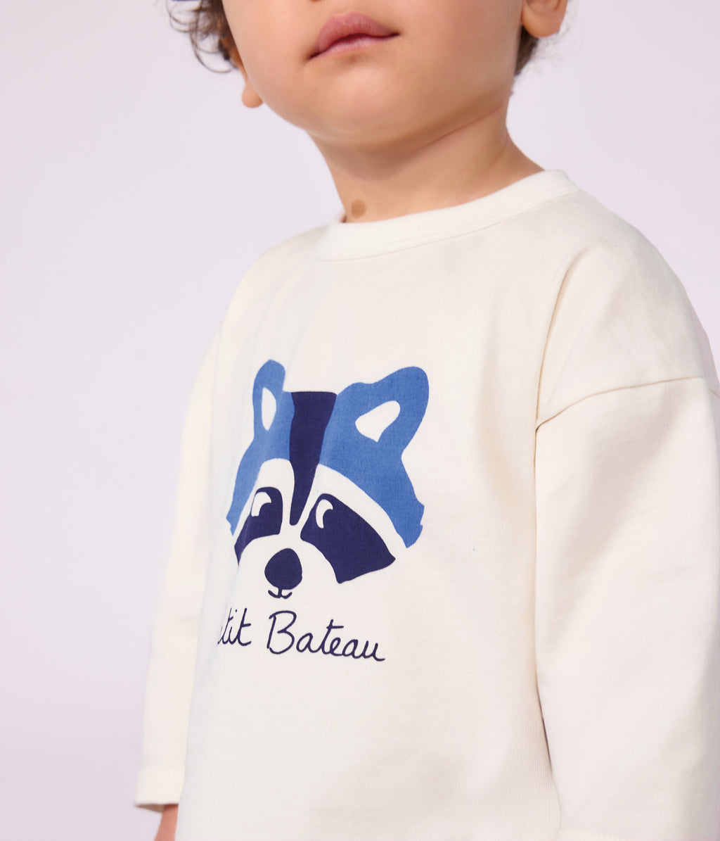 tee shirt bebe en coton manches longues uni a motif