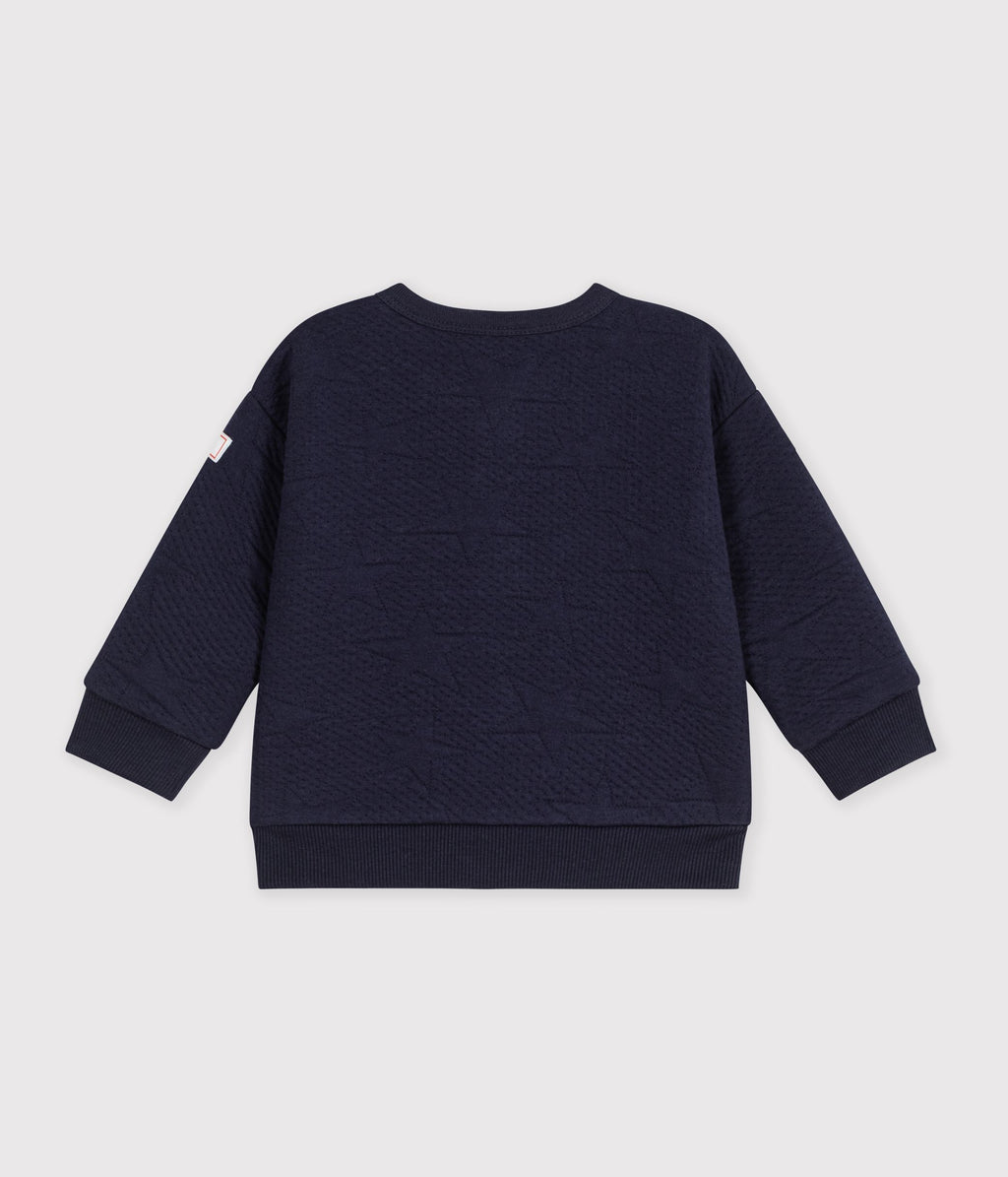 cardigan bebe en coton epais motifs etoiles bleu marine
