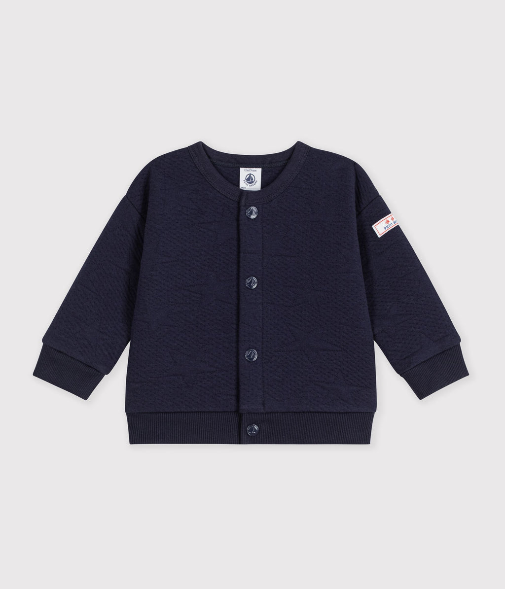 cardigan bebe en coton epais motifs etoiles bleu marine