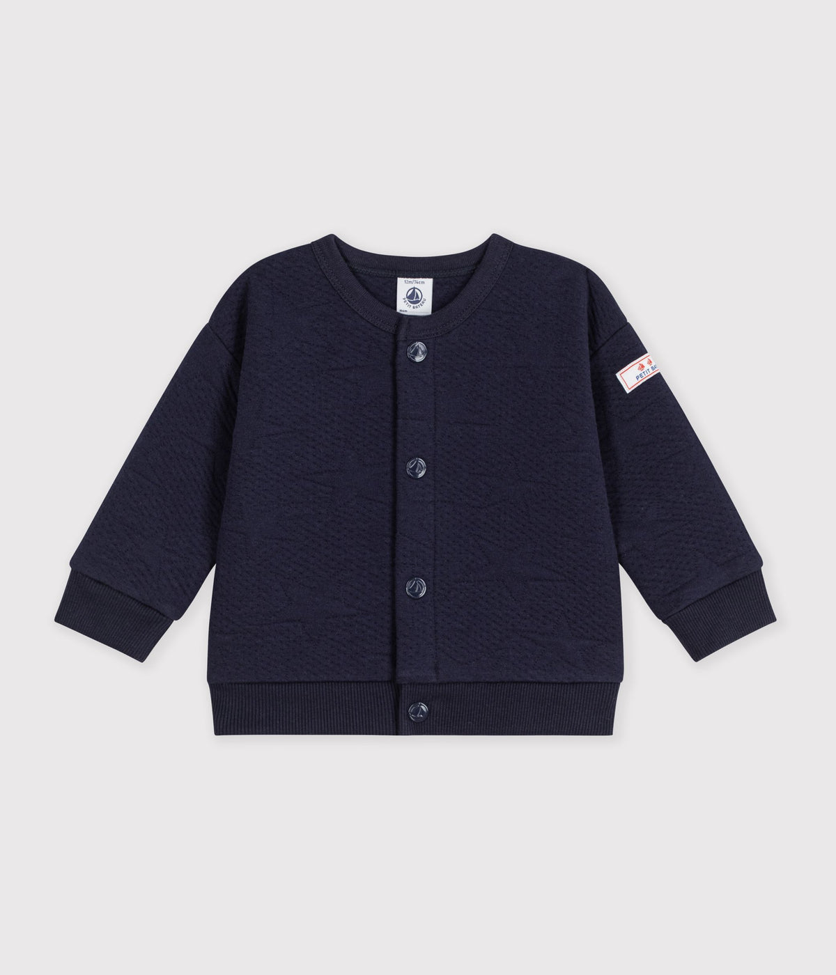 cardigan bebe en coton epais motifs etoiles bleu marine
