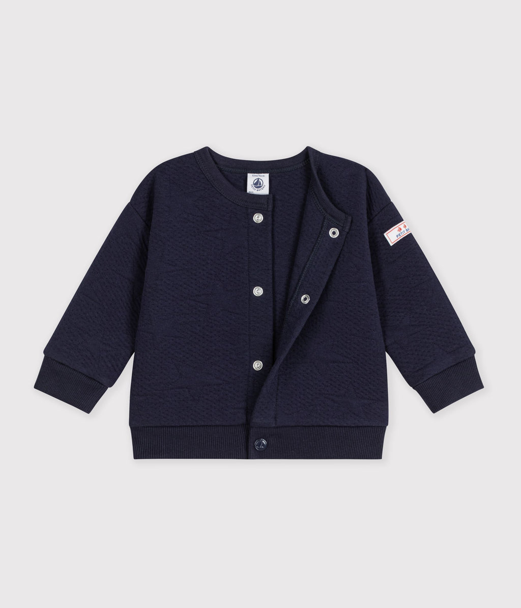 cardigan bebe en coton epais motifs etoiles bleu marine