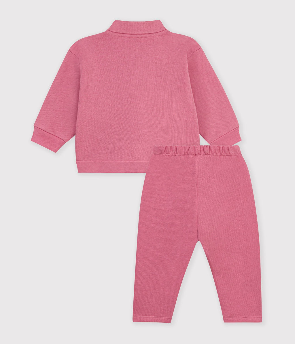 ensemble sweatshirt et pantalon bebe en coton uni rose