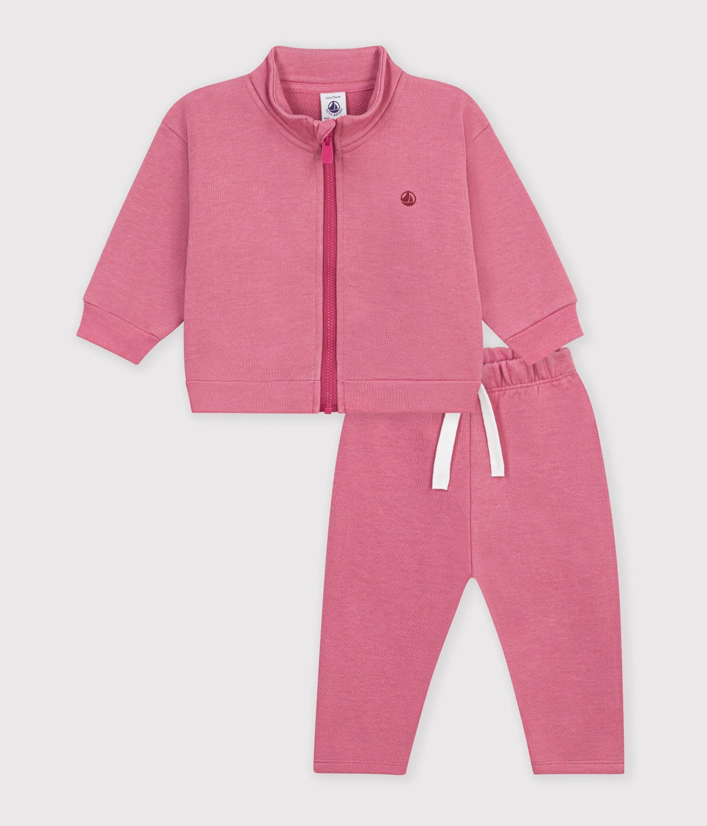 ensemble sweatshirt et pantalon bebe en coton uni rose