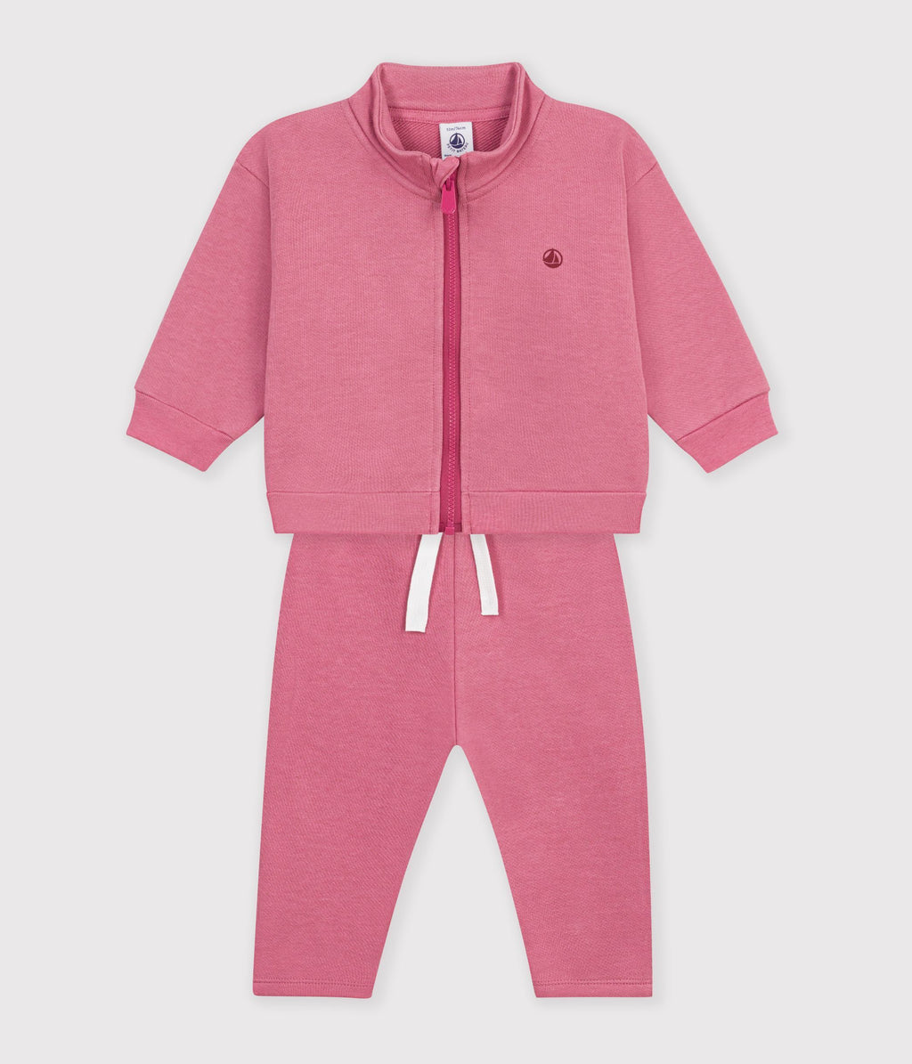 ensemble sweatshirt et pantalon bebe en coton uni rose