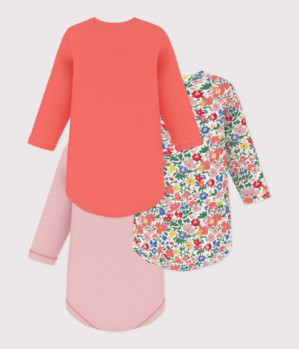 lot de bodies manches longues en coton imprime a fleurs bebe multicouleur