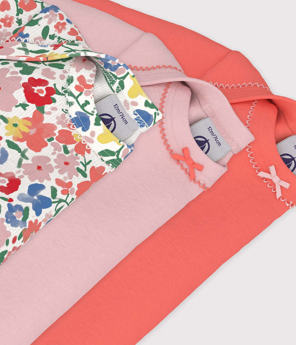 lot de bodies manches longues en coton imprime a fleurs bebe multicouleur