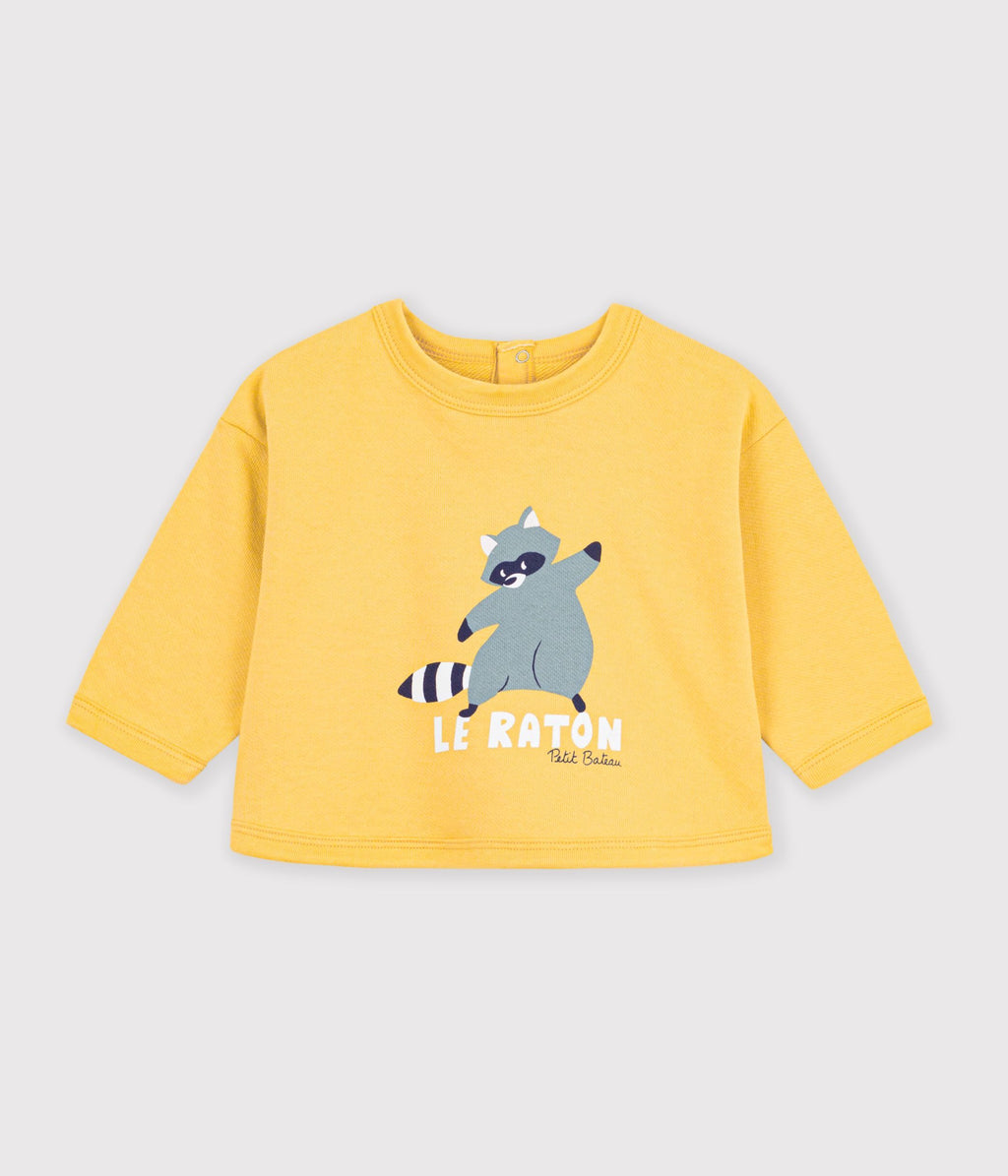 sweatshirt bebe en coton imprime animalier jaune