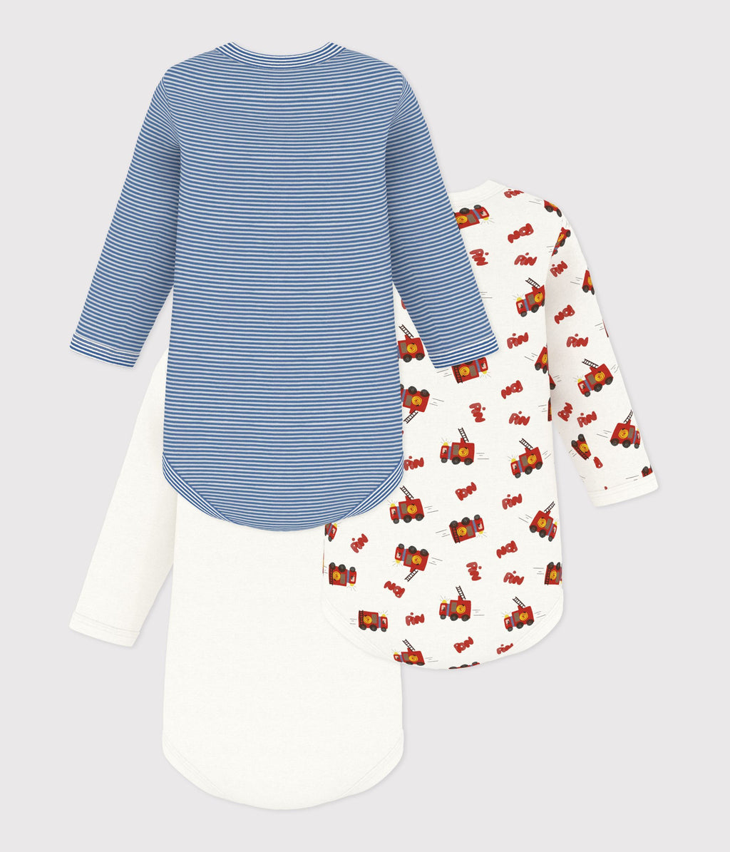 lot de bodies manches longues en coton imprime pompier bebe