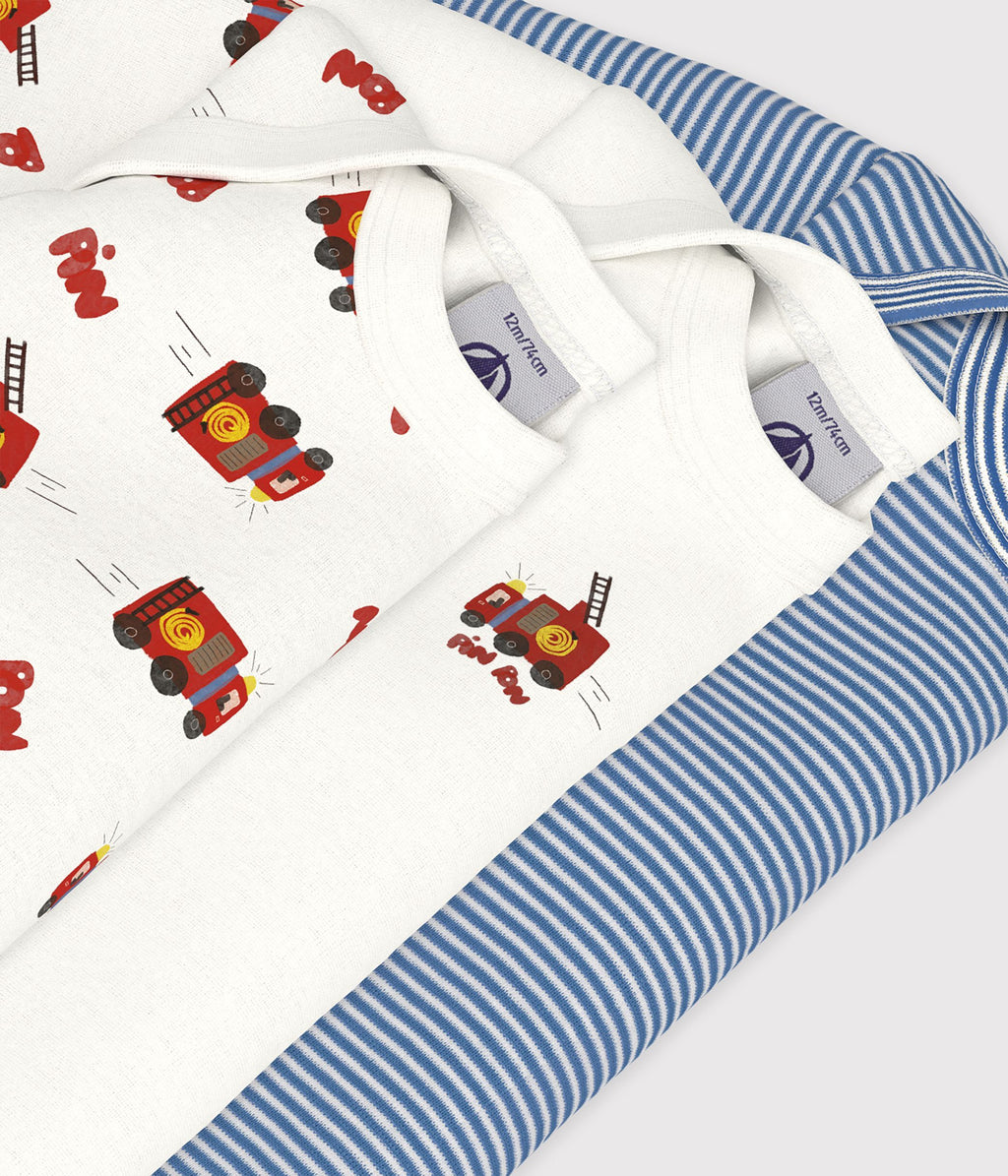 lot de bodies manches longues en coton imprime pompier bebe