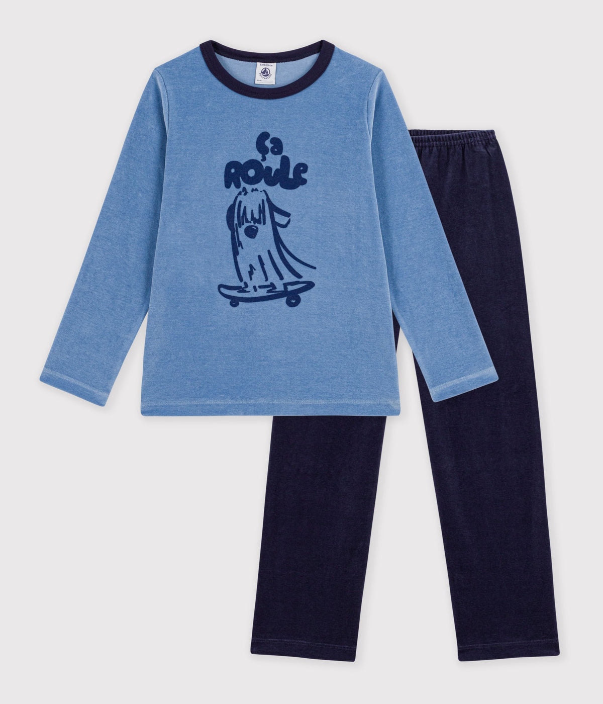 pyjama enfant en velours uni a motif