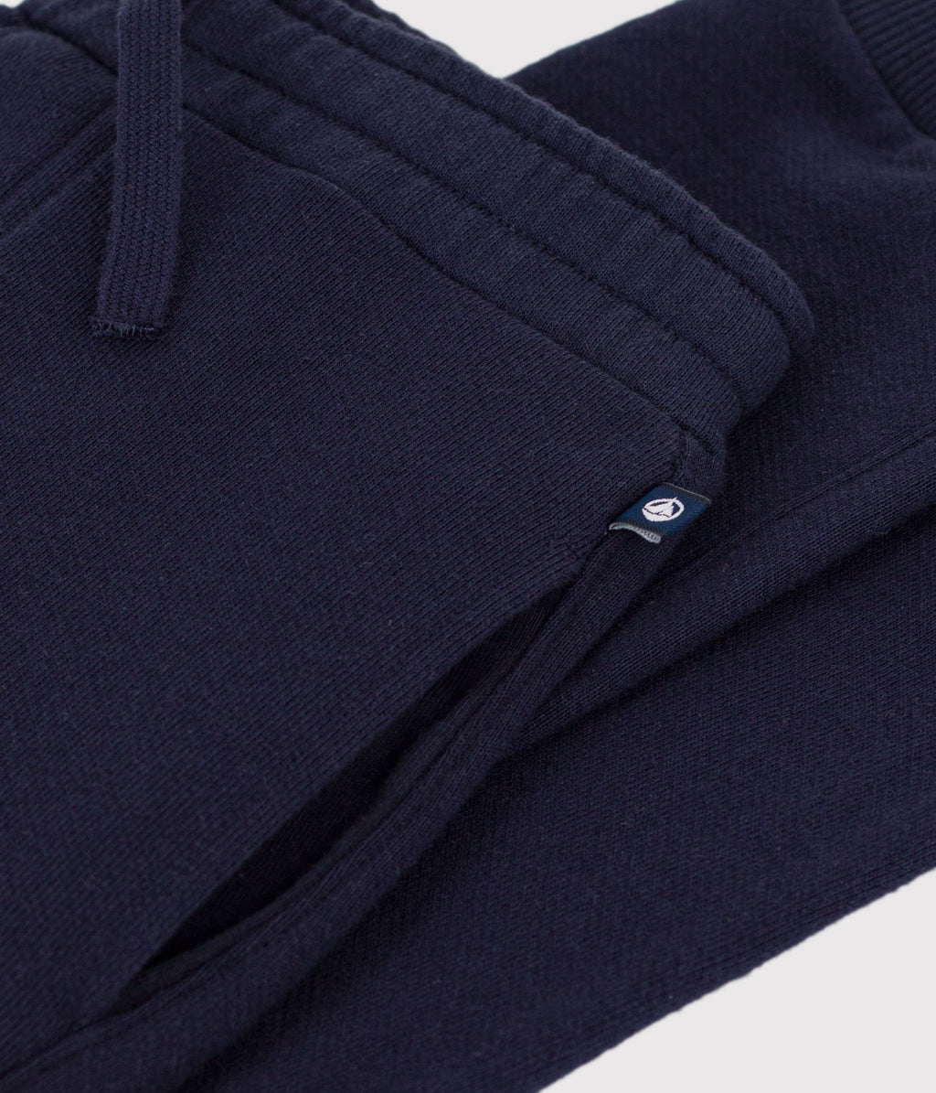 pantalon de jogging enfant en coton uni bleu marine