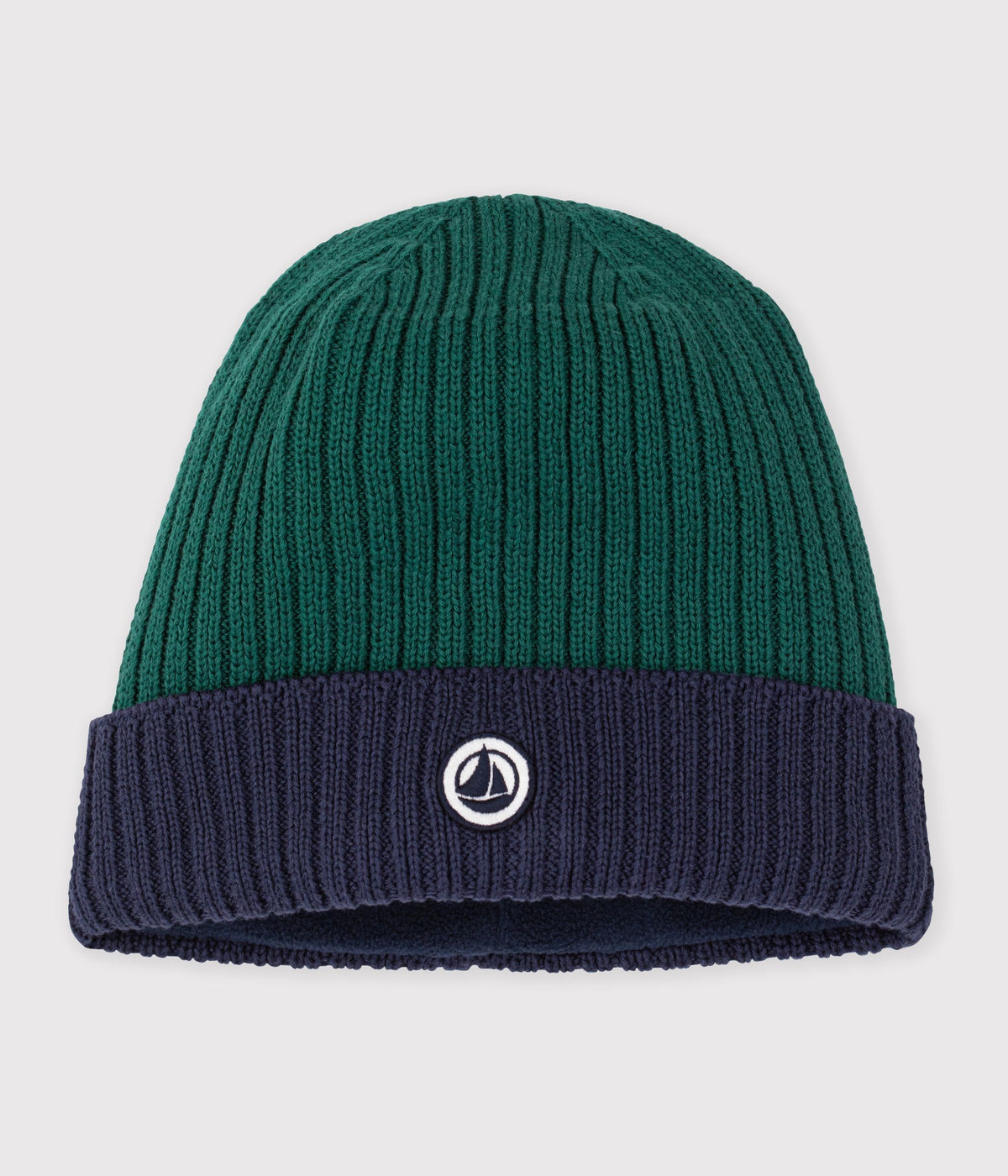 bonnet enfant en tricot bicolore double polaire