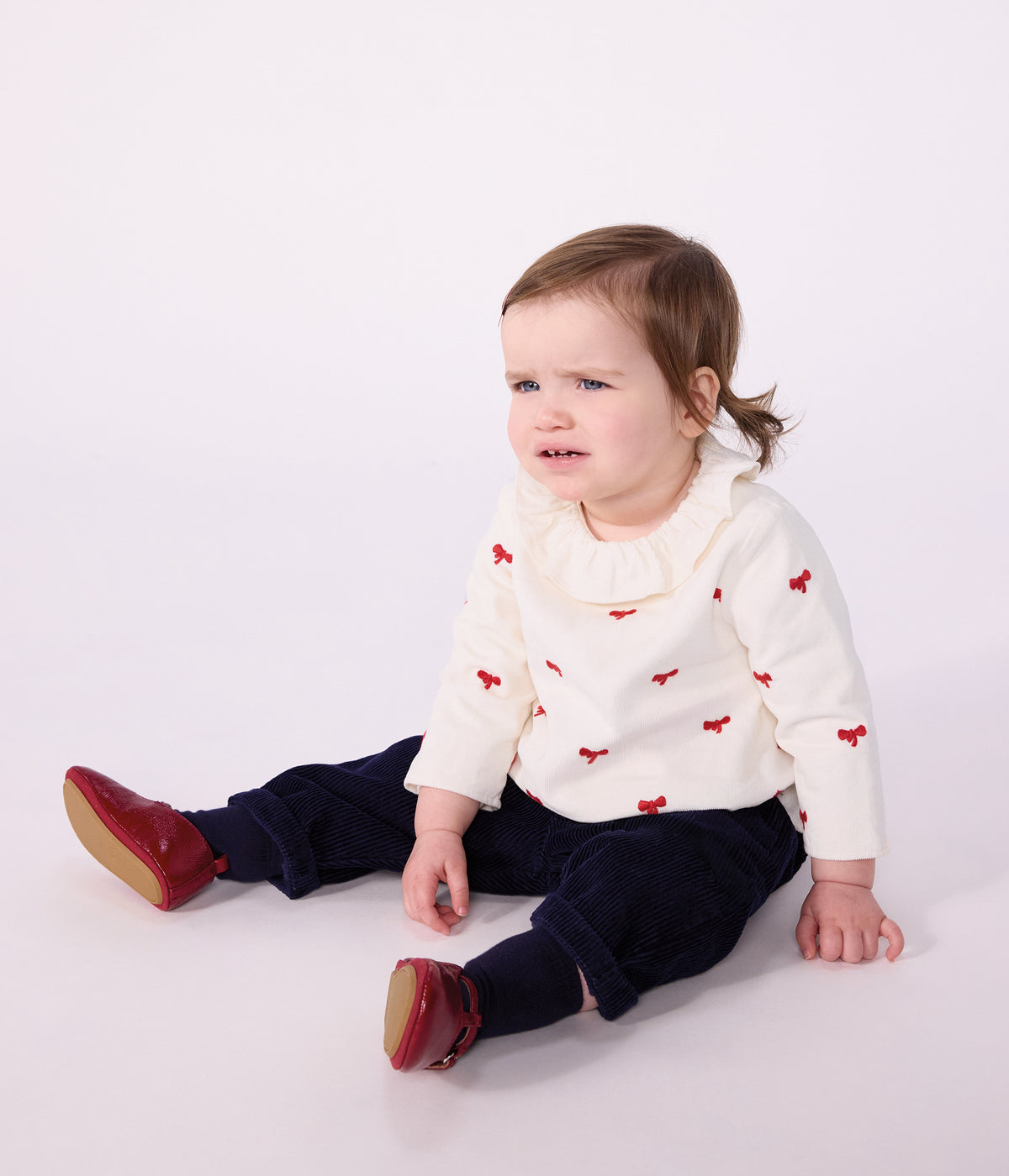 pantalon bebe en velours uni bleu marine