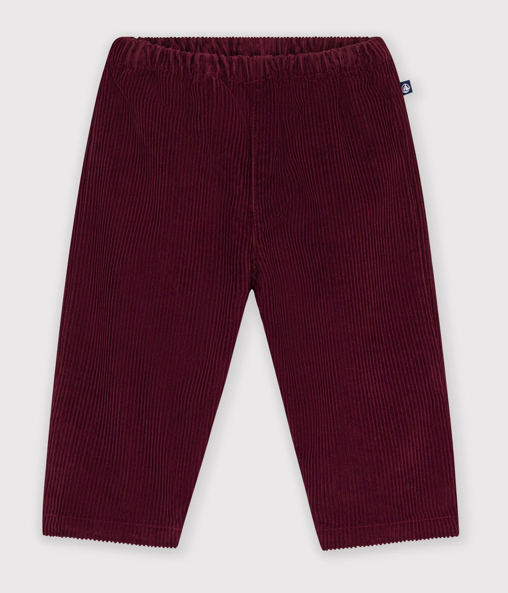 pantalon bebe en velours uni bordeaux