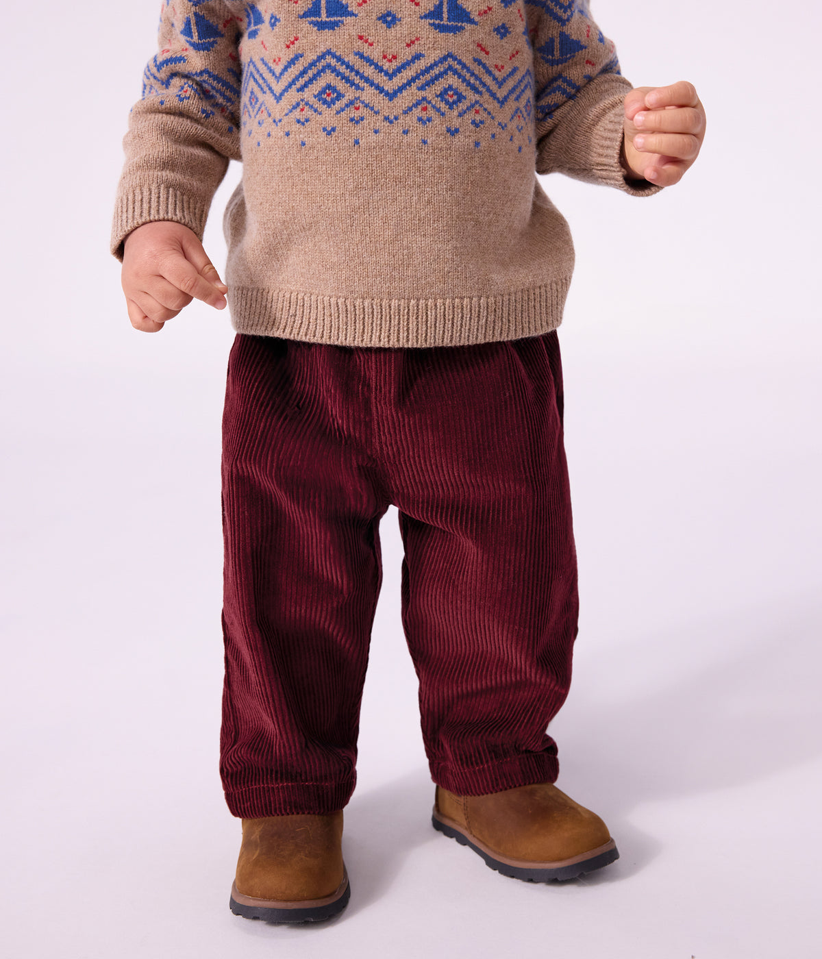 pantalon bebe en velours uni bordeaux