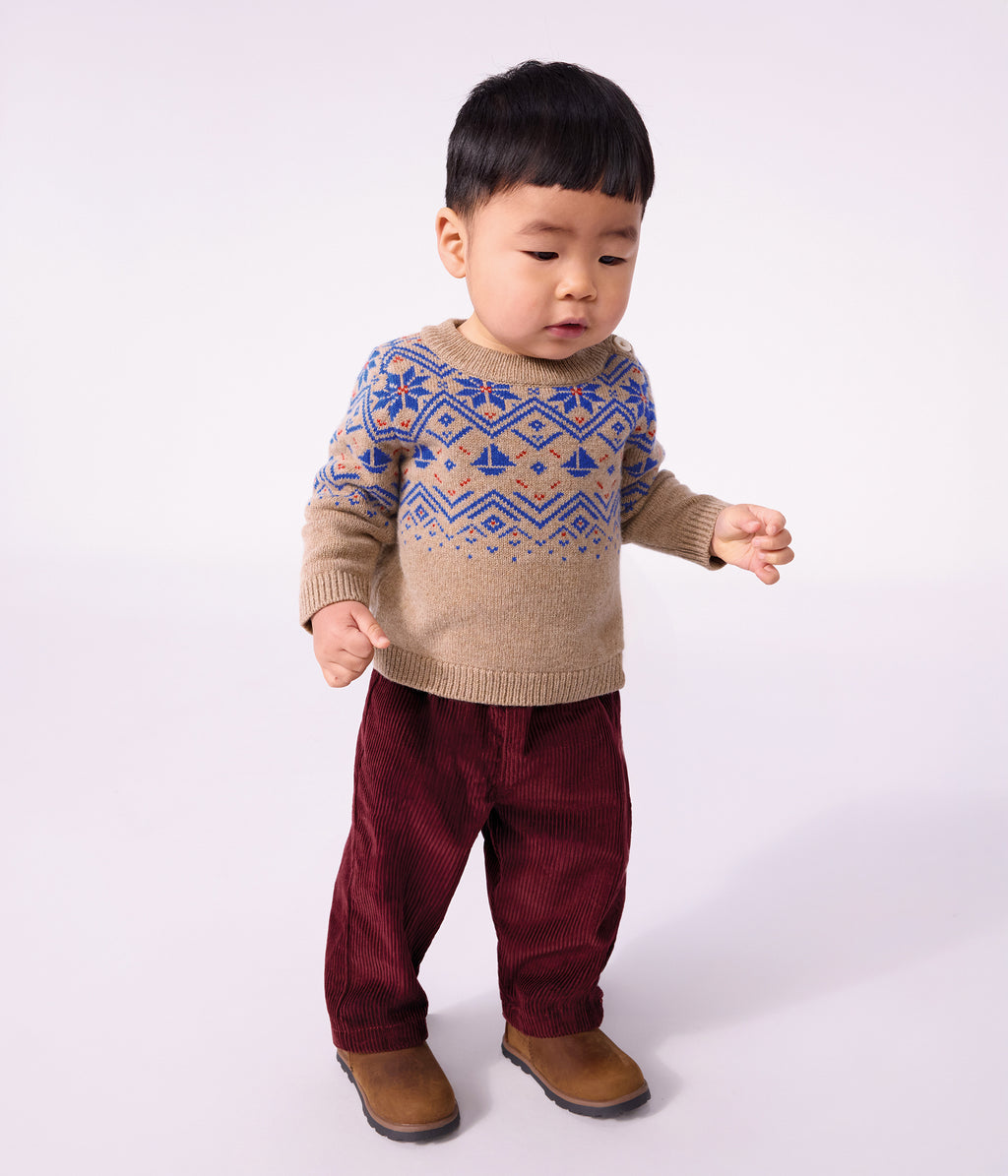 pantalon bebe en velours uni bordeaux